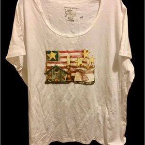 Just My Size White T-Shirt with Butterfly Graphic